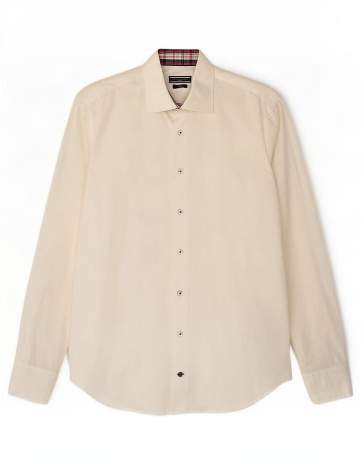 Cămașă croită pentru bărbați Tommy Hilfiger Mărimea 40 15 3/4 Mediu alb cadru