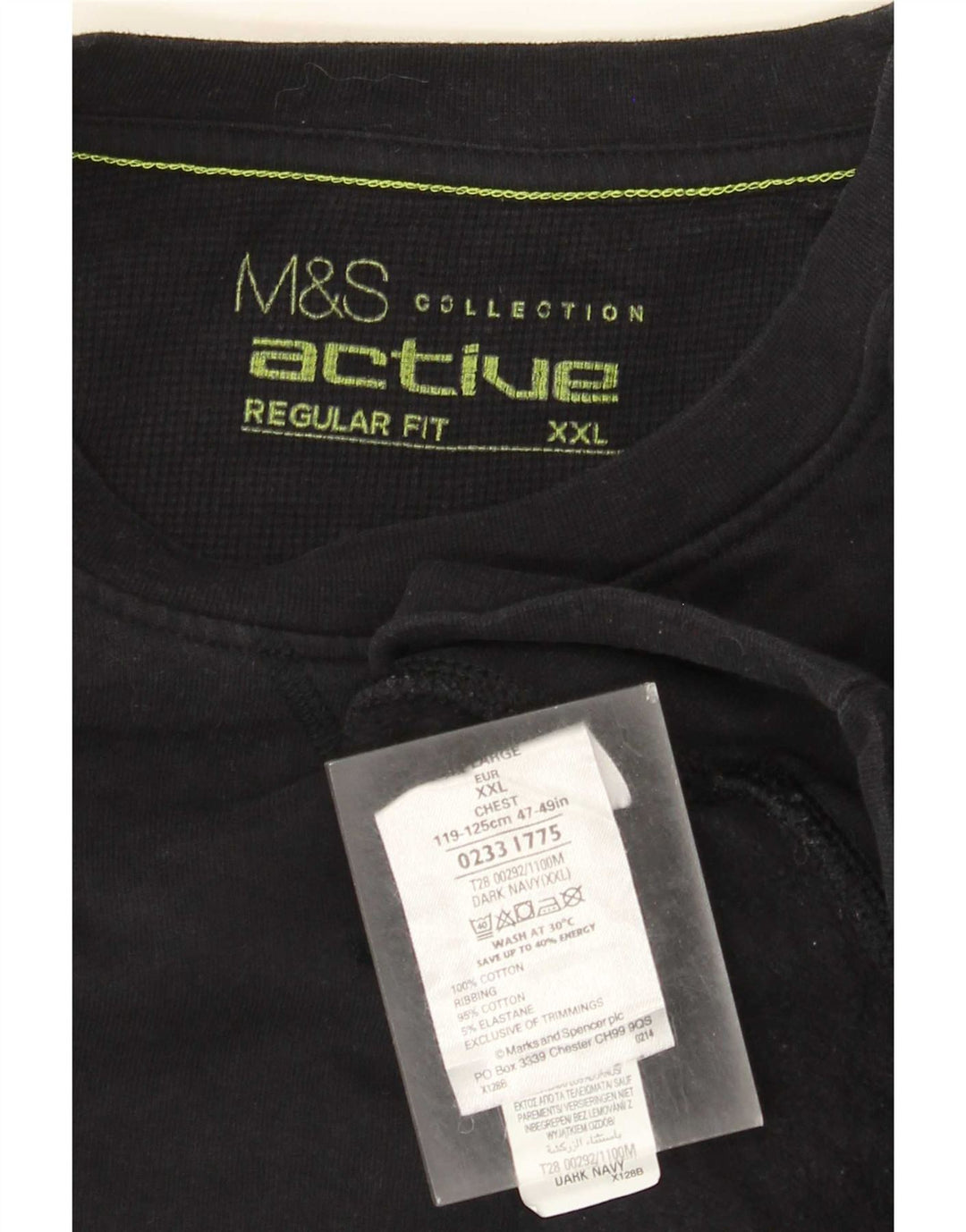 Pulover pentru bărbați Marks & Spencer, cu o formă regulată, 2XL, bumbac bleumarin