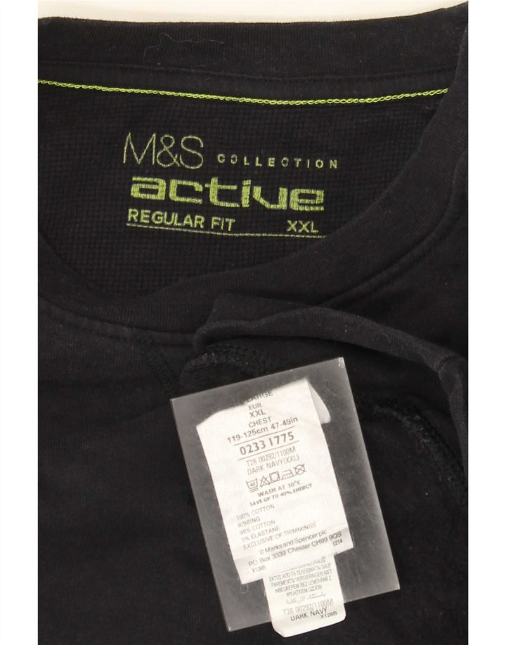 Pulover pentru bărbați Marks & Spencer, cu o formă regulată, 2XL, bumbac bleumarin