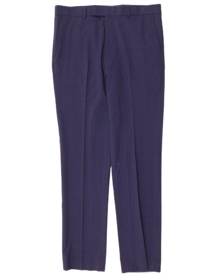 Pantaloni de costum slim pentru bărbați Marks & Spencer L34 L33 Blue Houndstooth