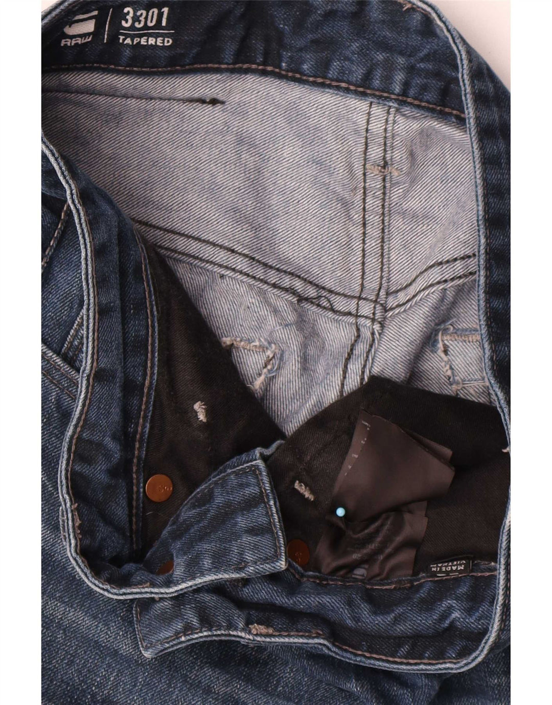 Blugi G-Star 3301 Tapered pentru femei W29 L34 bleumarin