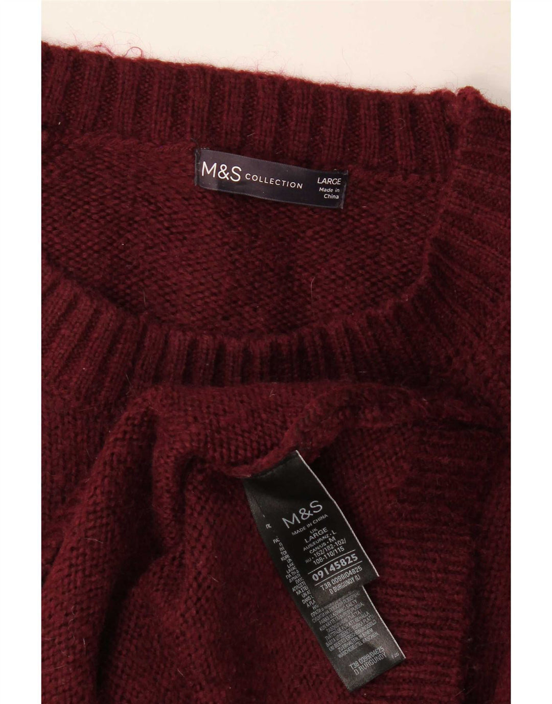 Pulover pentru bărbați Marks & Spencer cu decolteu rotund, mare, acrilic Bordeaux