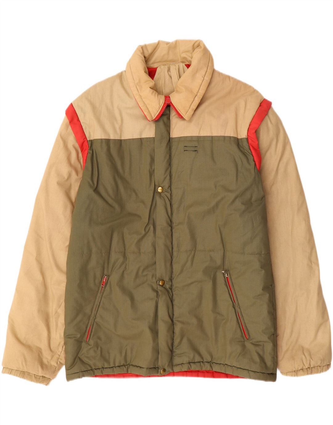 VINTAGE Mens Windbreaker Jacket UK 38 Medium Khaki Colourblock