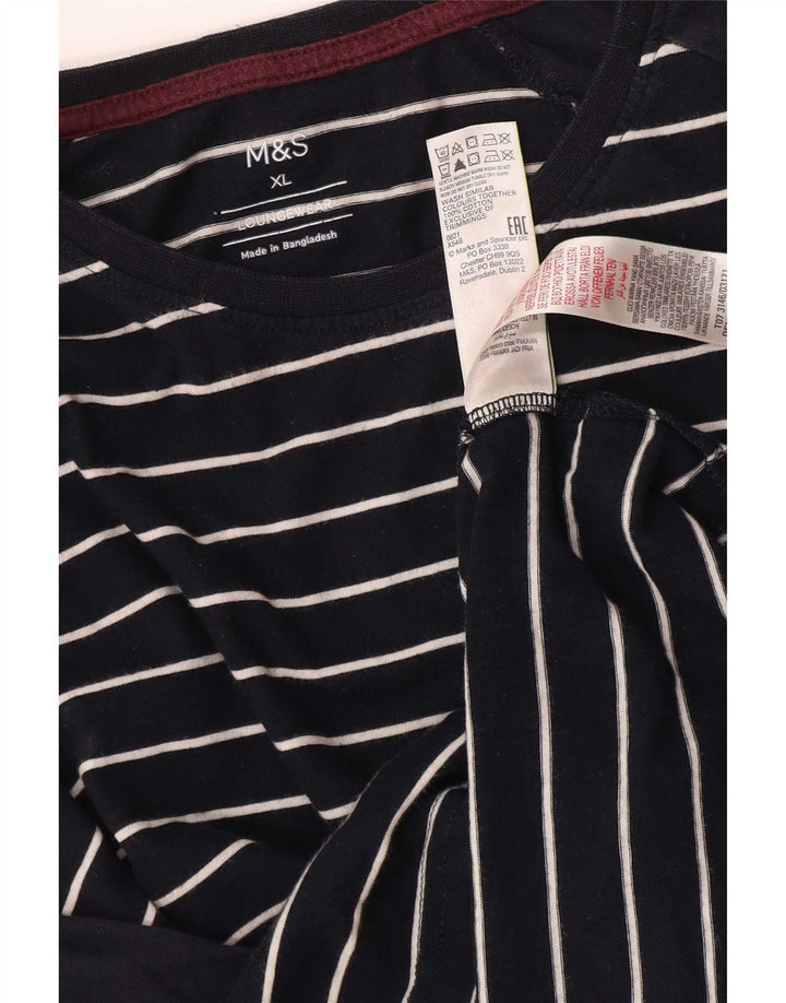 Bluză pentru bărbați Marks & Spencer cu mânecă lungă, XL, bleumarin, cu dungi
