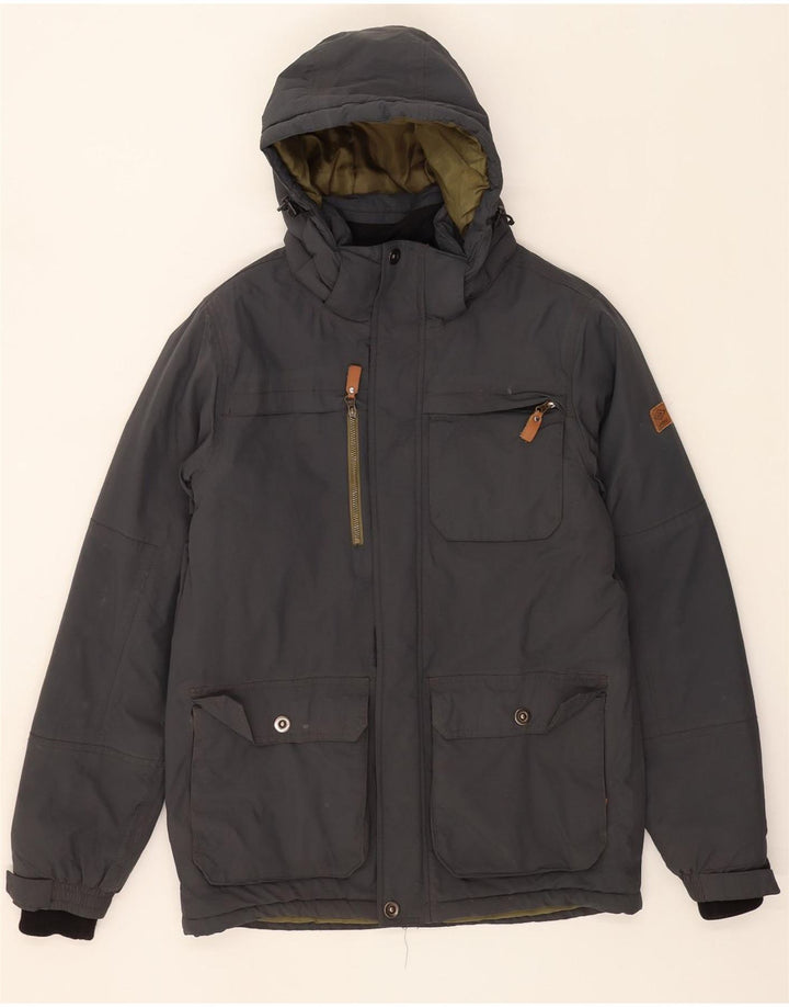 UMBRO Mens Hooded Windbreaker Jacket UK 36 Small Grey Nylon Vintage Umbro and Second-Hand Umbro from Messina Hembry 
