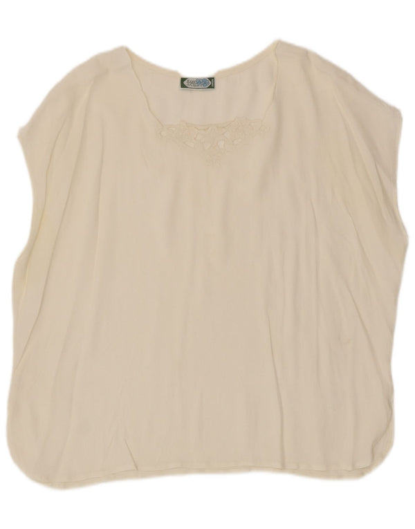 Fiori di Chiara Womens Blouse Top IT 50 XL White Floral Acetate