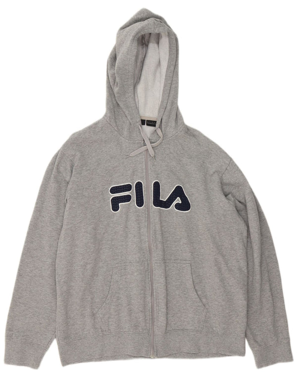 Pulover Fila Graphic Zip Hoodie pentru bărbați, 2XL, bumbac cu pete gri