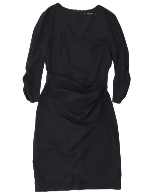 Rochie teacă pentru femei Zara, cu mâneci 3/4 UK 10, Poliester, albastru bleumarin mic