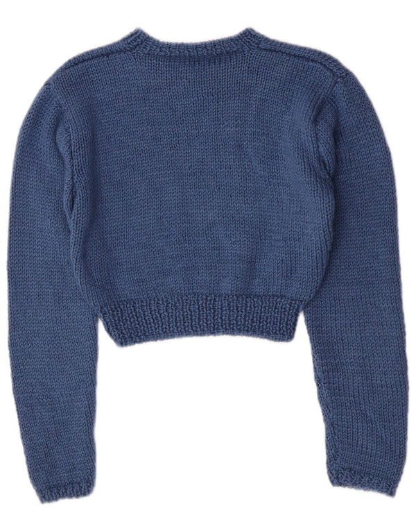 Pulover vintage pentru femei cu decolteu cu barcă și pulover UK 8 Small Blue