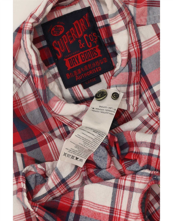 Cămașă de flanel pentru bărbați Superdry, bumbac cu carouri roșii mari