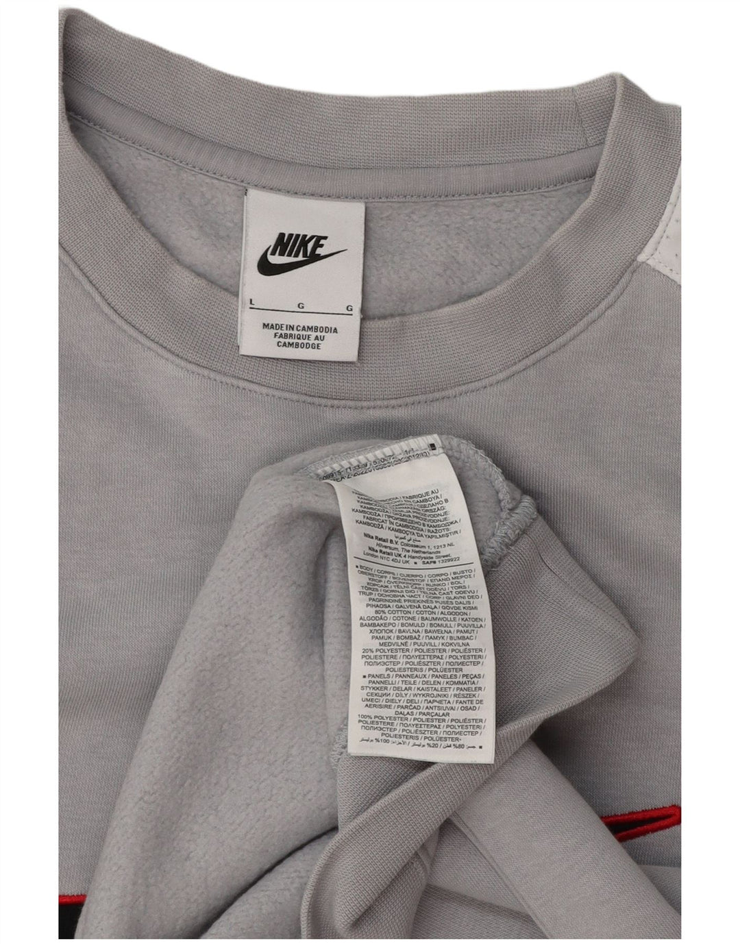 Hanorac grafic pentru bărbați Nike Pulover mare, gri, poliester color bloc