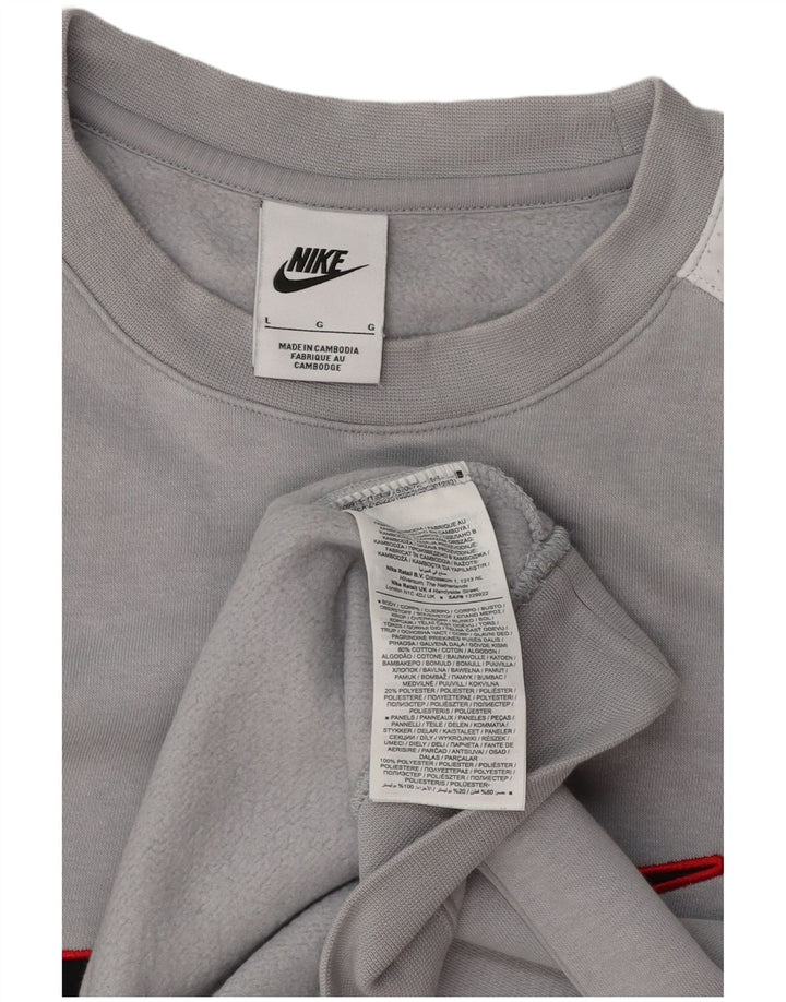 Hanorac grafic pentru bărbați Nike Pulover mare, gri, poliester color bloc