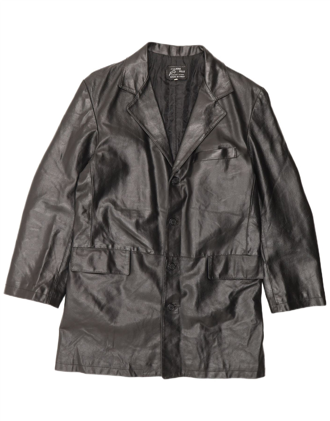 Palton din piele vintage pentru bărbați IT 56 3XL din piele neagră