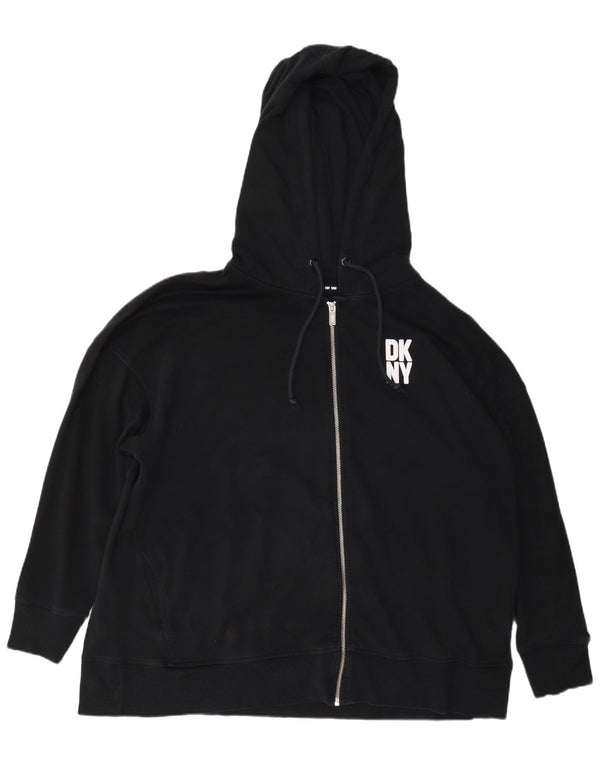 Dkny Pulover supradimensionat cu capota cu fermoar pentru femei UK 18 XL bumbac bleumarin