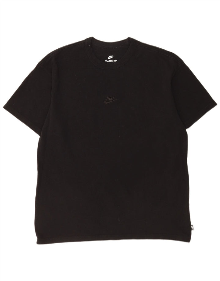 Tricou Nike pentru bărbați, cu o formă lejeră, top mediu, negru, bumbac