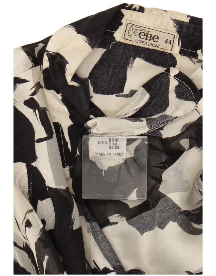 Bluză de cămașă de epocă cu model abstract pentru femei IT 44 Medium Black