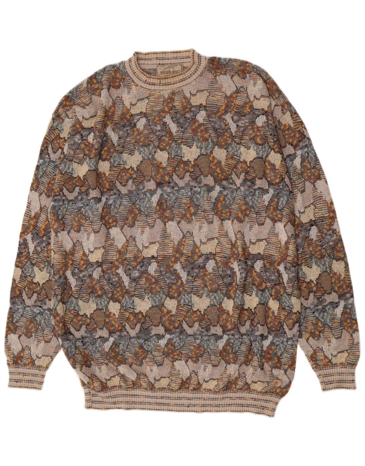 Pulover pentru bărbați cu model abstract cu decolteu rotund IT 54 XL gri