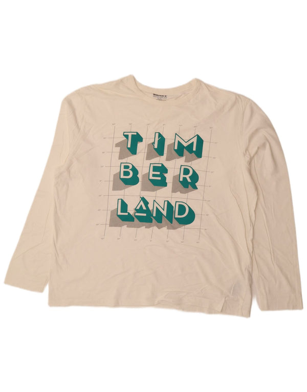 TIMBERLAND Top grafic pentru bărbați cu mânecă lungă XL din bumbac alb