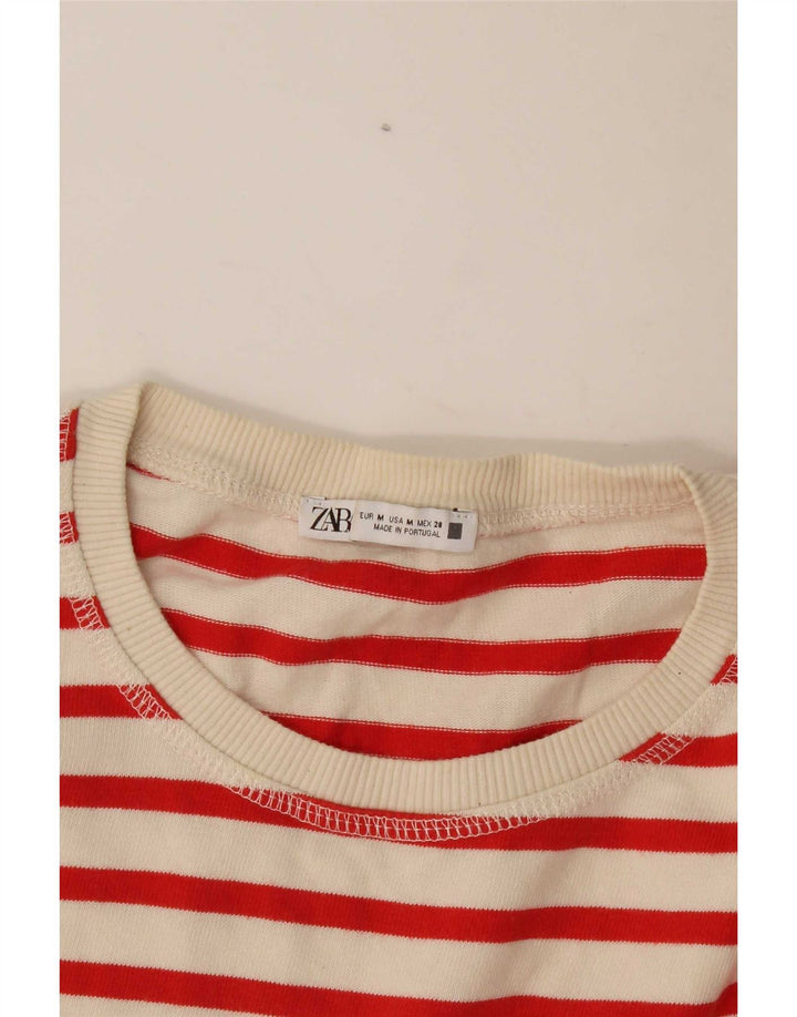 Top pentru femei Zara cu mânecă lungă UK 14 Medium în dungi alb