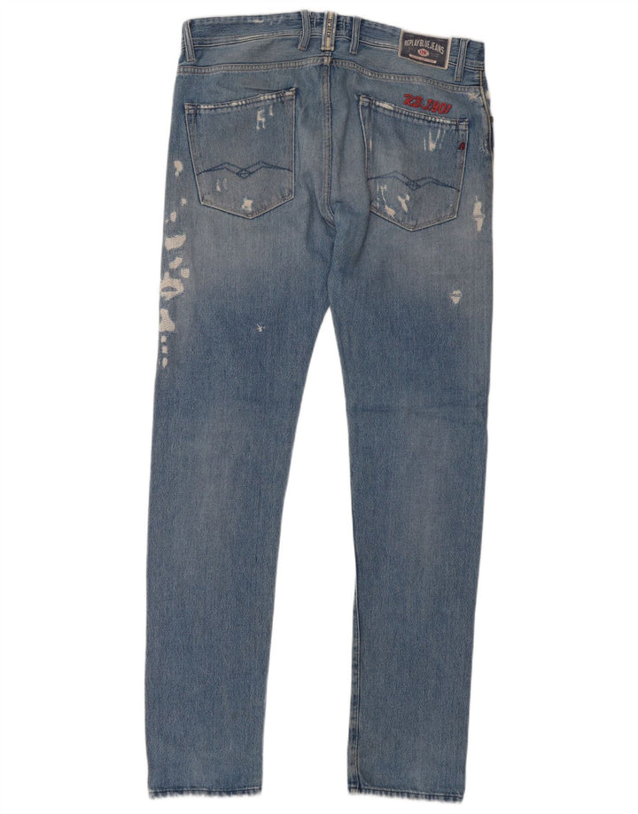 REPLAY Blugi slim 901 distressed pentru bărbați L33 L34 Bumbac albastru