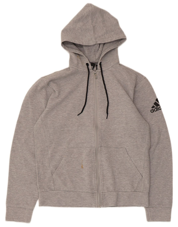 Pulover Adidas pentru bărbați, cu fermoar, bumbac, gri mic, pete