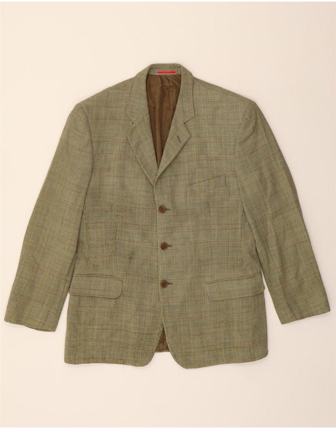 UNGARO Mens 3 Button Blazer Jacket IT 52 XL Green Check Virgin Wool Vintage Ungaro and Second-Hand Ungaro from Messina Hembry 
