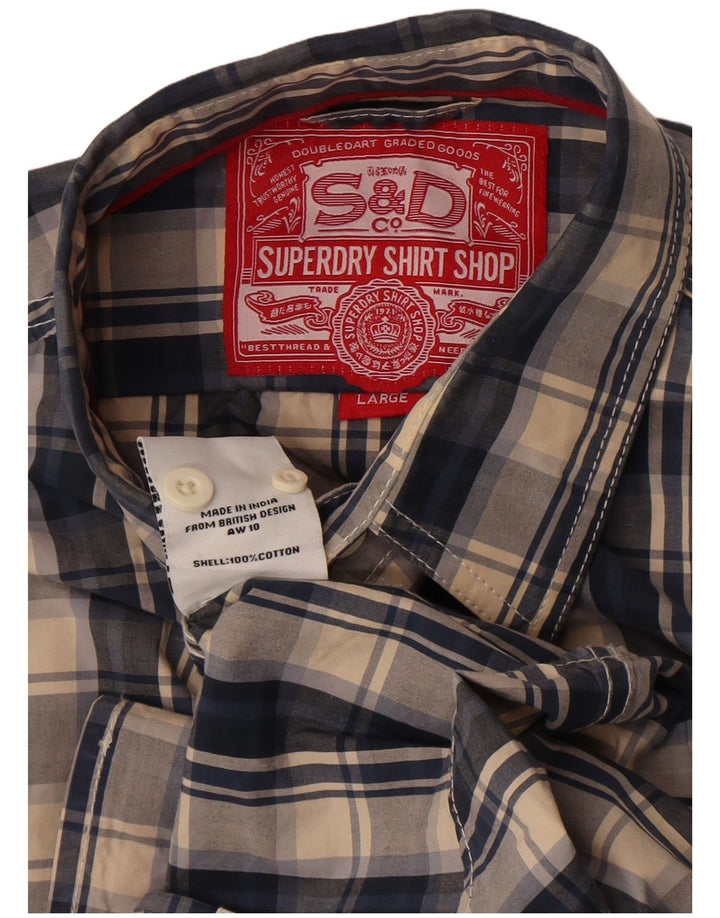 Cămașă pentru bărbați Superdry din bumbac cu carouri albastre mari