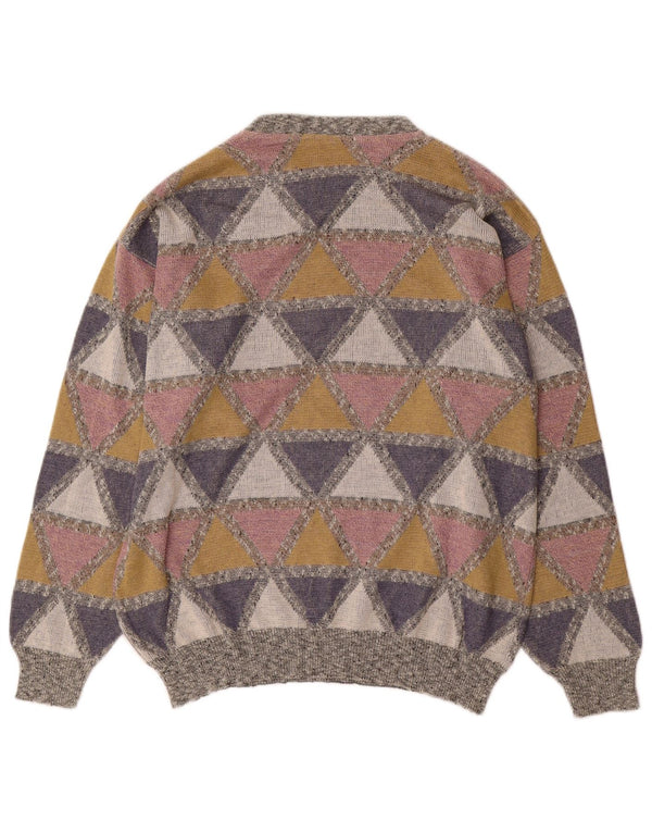 Pulover vintage pentru bărbați cu gâtul turnat, mare, multicolor Argyle/Diamond