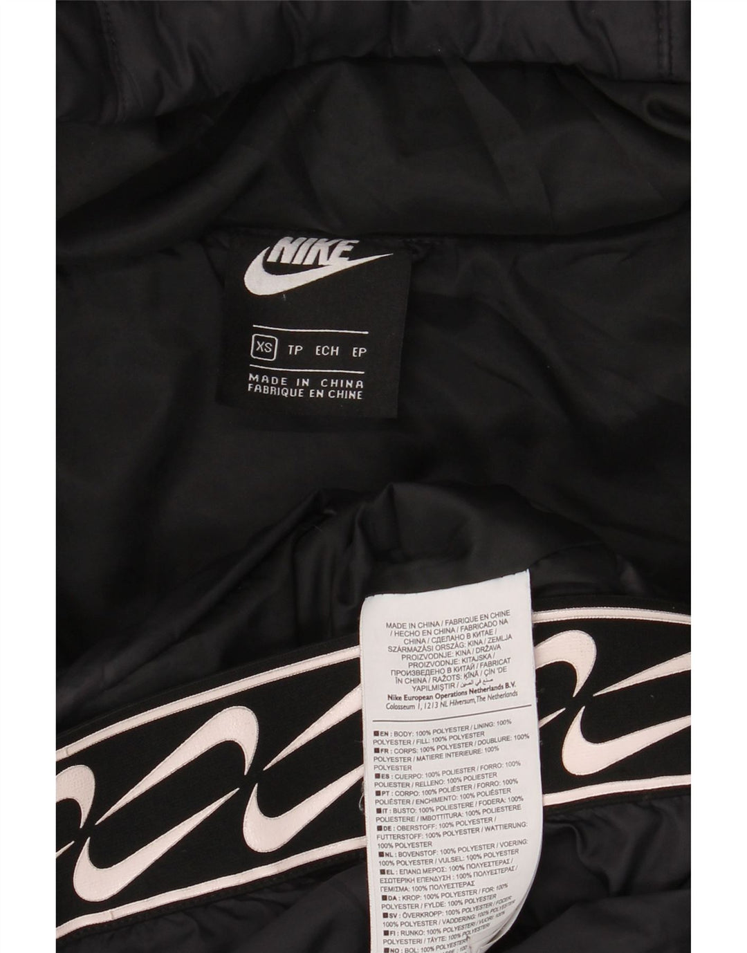 Jachetă căptușită cu glugă grafică Nike pentru femei UK 6 XS Poliester negru