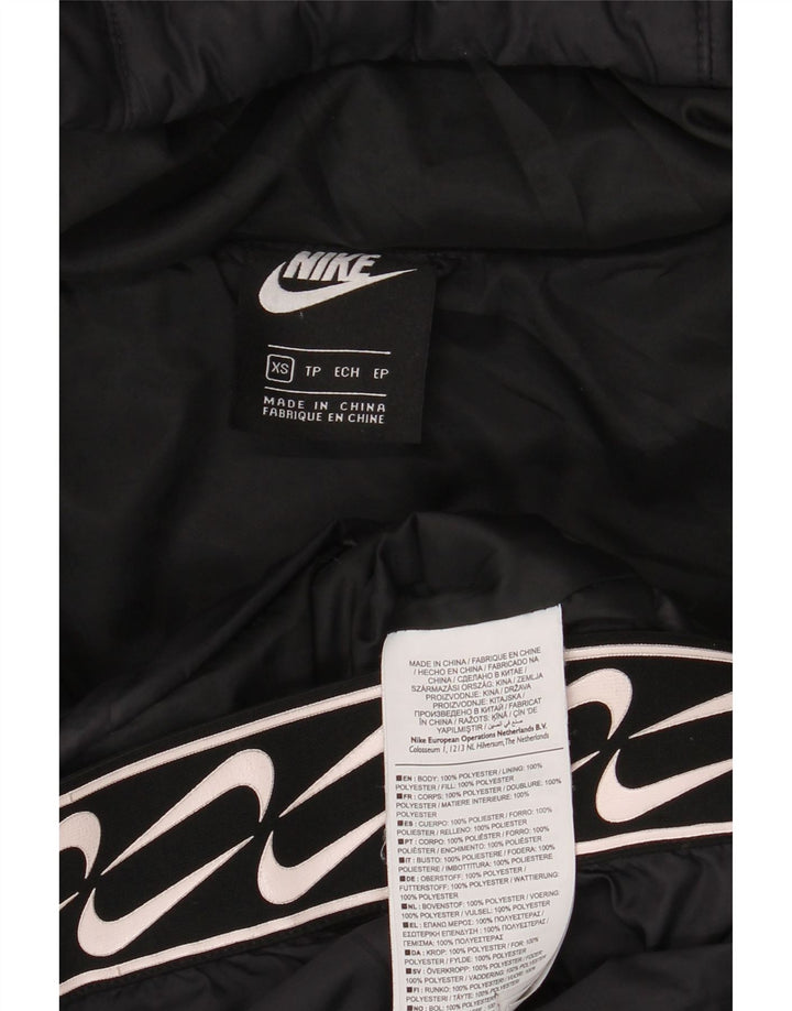 Jachetă căptușită cu glugă grafică Nike pentru femei UK 6 XS Poliester negru