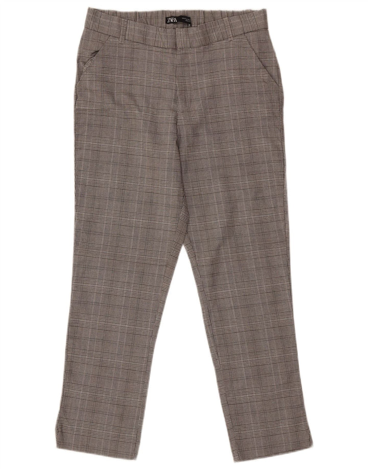 Pantaloni chino drepti pentru femei Zara Mediu L28 L26 Gri Houndstooth