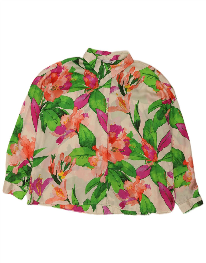 Bluză cămașă supradimensionată pentru femei Zara UK 16, mare, multicoloră, florală
