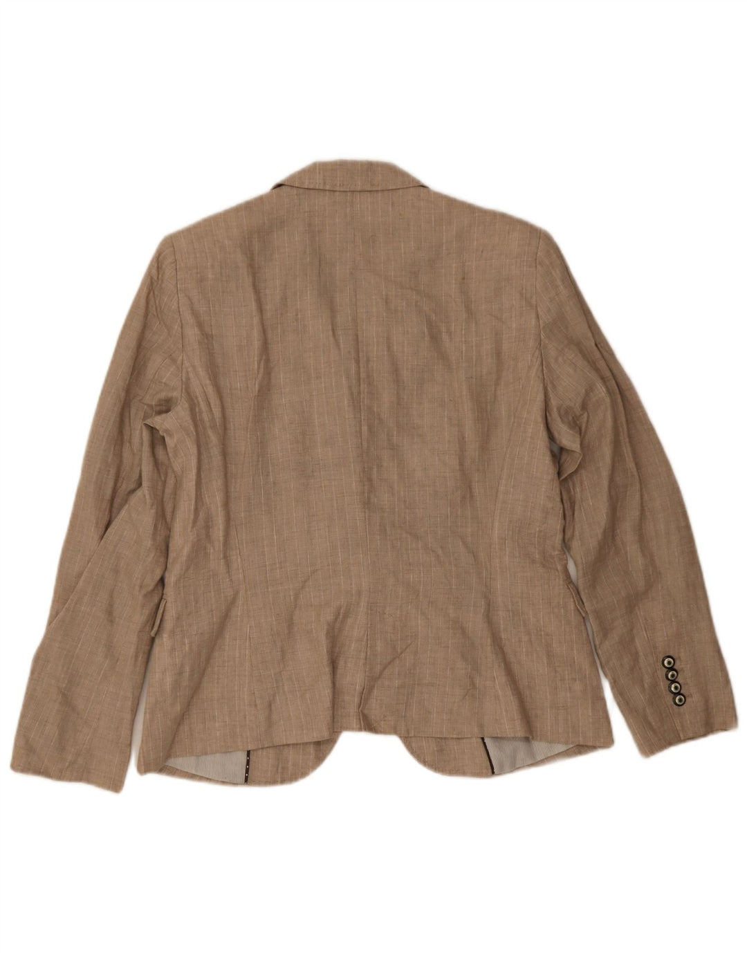 Sacou blazer pentru femei Zara, cu 1 nasture, UK 18 XL, poliester cu dungi bej