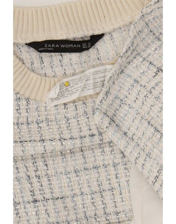 Bluză pentru femei Zara UK 14 Medium White Check Bumbac