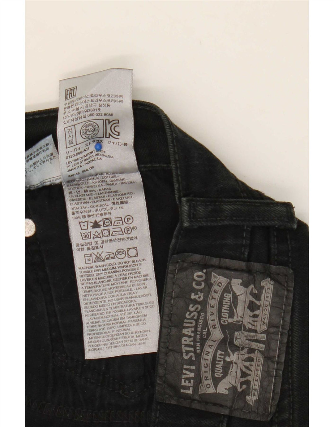 Blugi tăiați pentru bărbați Levi's W36 L25 bumbac negru