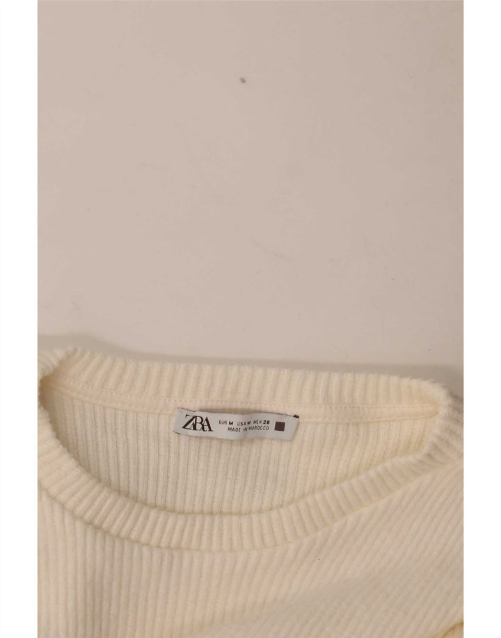 Pulover pentru femei Zara Top cu mânecă lungă UK 12 Medium Off White