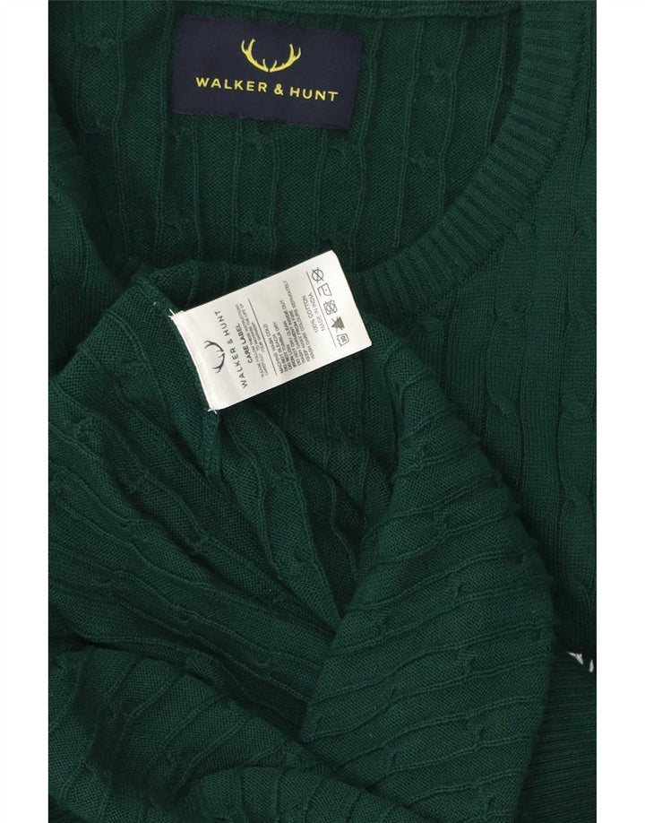 Pulover vintage pentru bărbați cu gâtul turnat, bumbac verde mediu