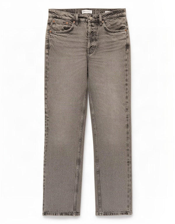 Blugi drepti pentru femei Zara EU 34 2XS L24 L34 Bumbac gri
