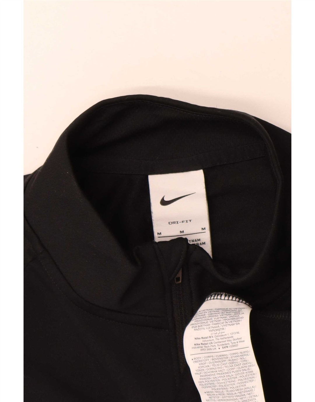 Top de trening pentru bărbați Dri Fit, cu fermoar și gât, din poliester negru mediu