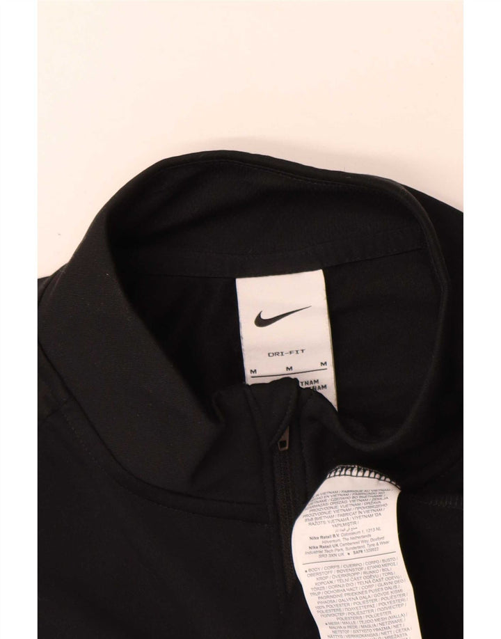 Top de trening pentru bărbați Dri Fit, cu fermoar și gât, din poliester negru mediu