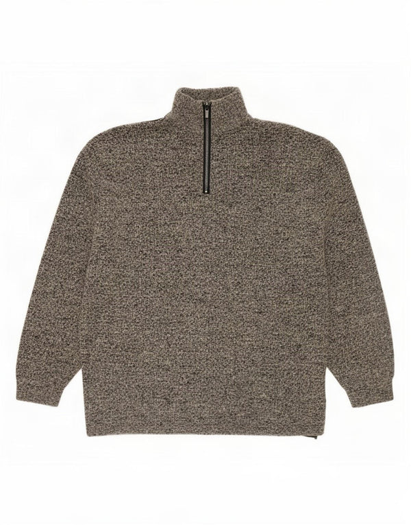 Pulover Cardigan Vintage pentru bărbați XL Lână color bloc de culoare gri