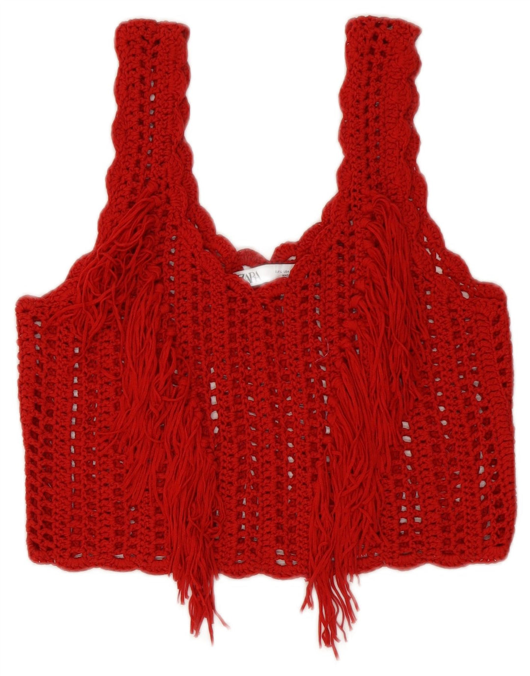 Crop Top Crochet pentru Damă Zara UK 14 Large Red