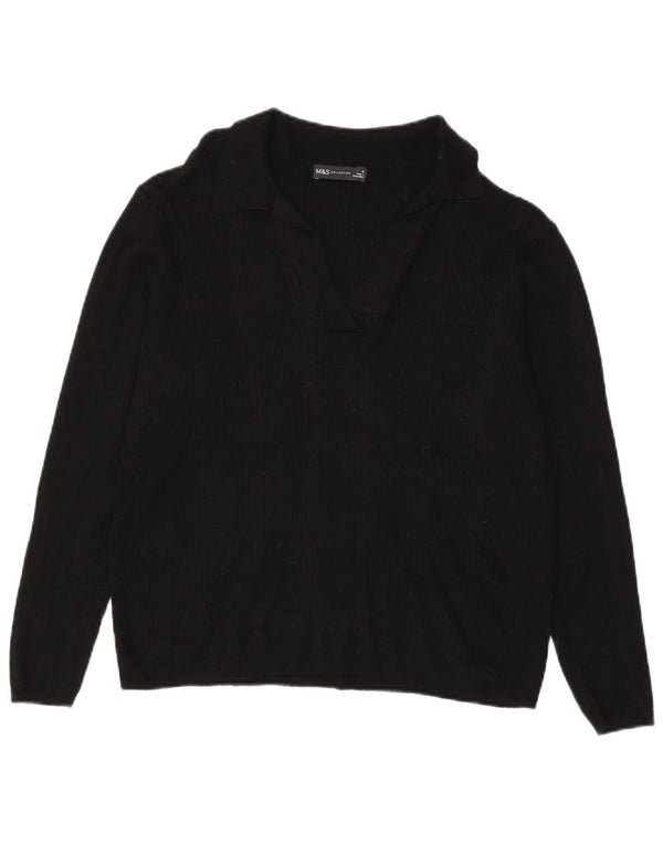 Pulover pentru femei Marks & Spencer, cu gât polo, UK 18 XL, viscoză neagră