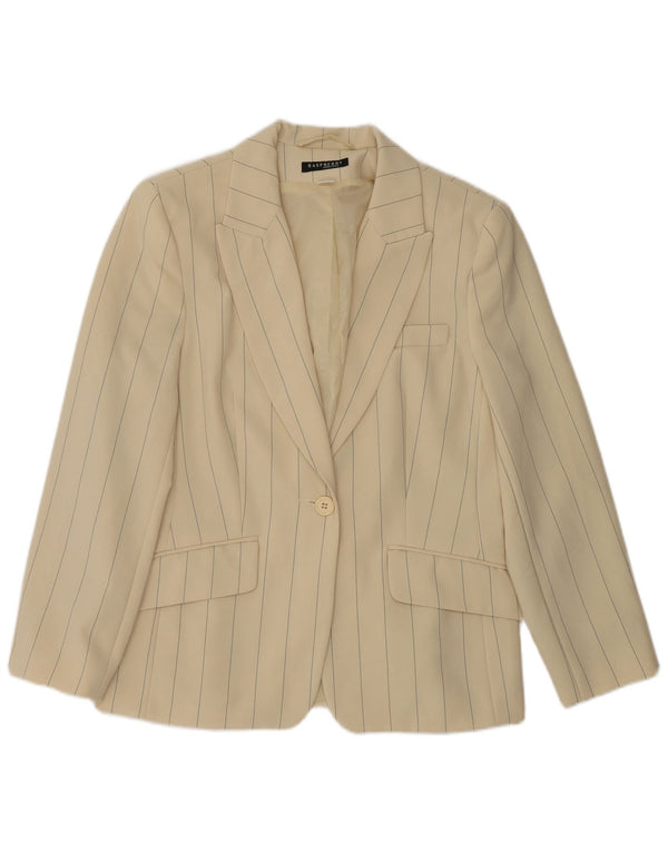 Jachetă Blazer pentru femei Raspberry cu 1 nasture UK 12 Medium Bej Poliester cu dungi