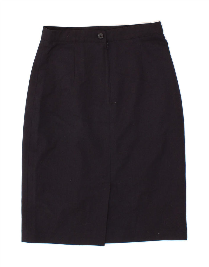 VINTAGE Womens Pencil Skirt IT 40 Small W26 Navy Blue Wool Vintage Vintage and Second-Hand Vintage from Messina Hembry 