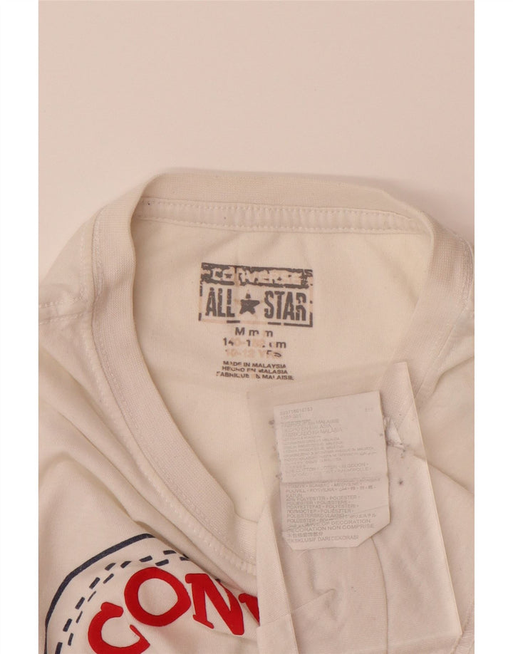 Tricou grafic CONVERSE pentru băieți Top 10-11 ani bumbac alb mediu