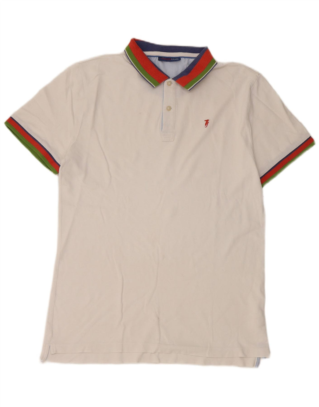 Tricou polo pentru bărbați Trussardi Jeans, alb, bloc de culoare