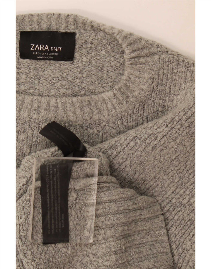 Pulover supradimensionat pentru femei Zara, cu decolteu rotund, UK 10, mic, gri pete