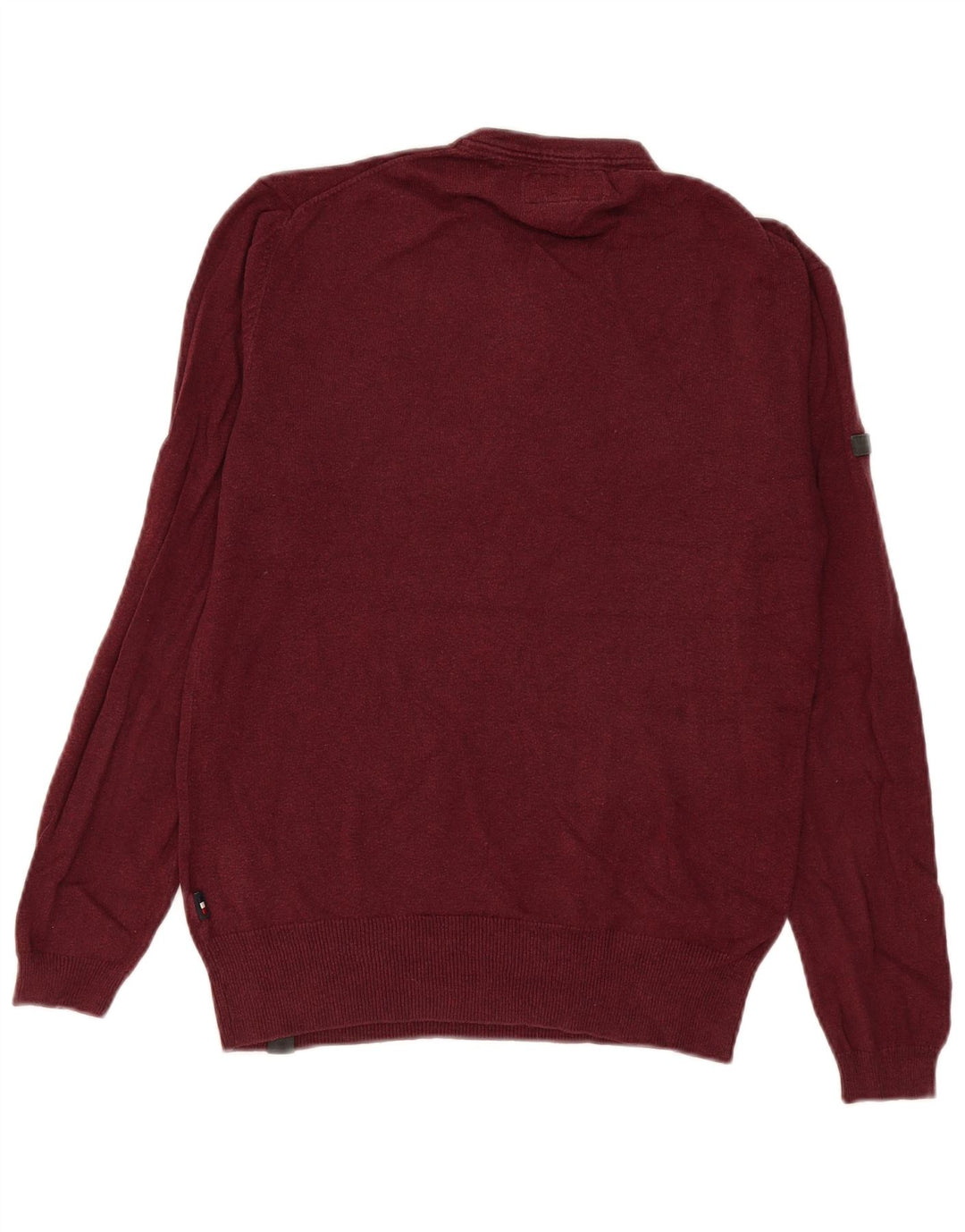 Pulover pentru bărbați Superdry cu gât cu nasturi, bumbac mic de culoare burgundă