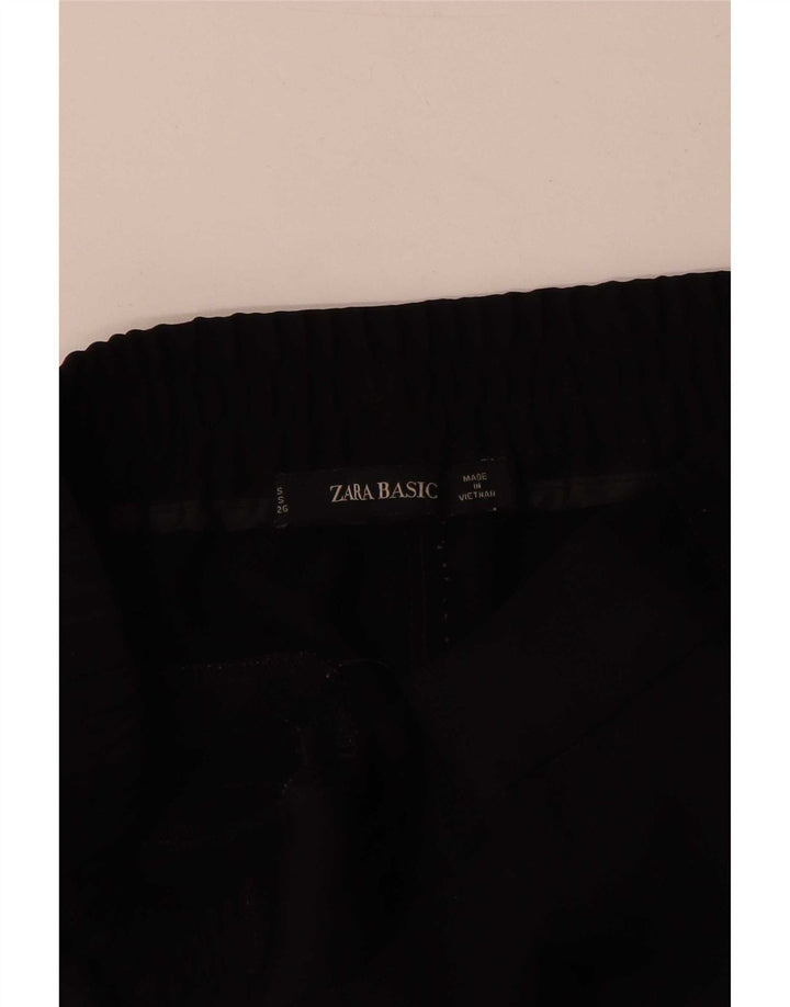 Pantaloni pentru femei Zara cu picioare largi Mici L26 L30 Poliester negru color bloc
